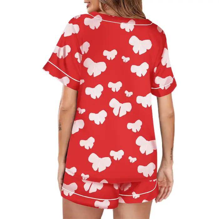 Léon's Day-Pyjama en satin imprimé cœur pour femme