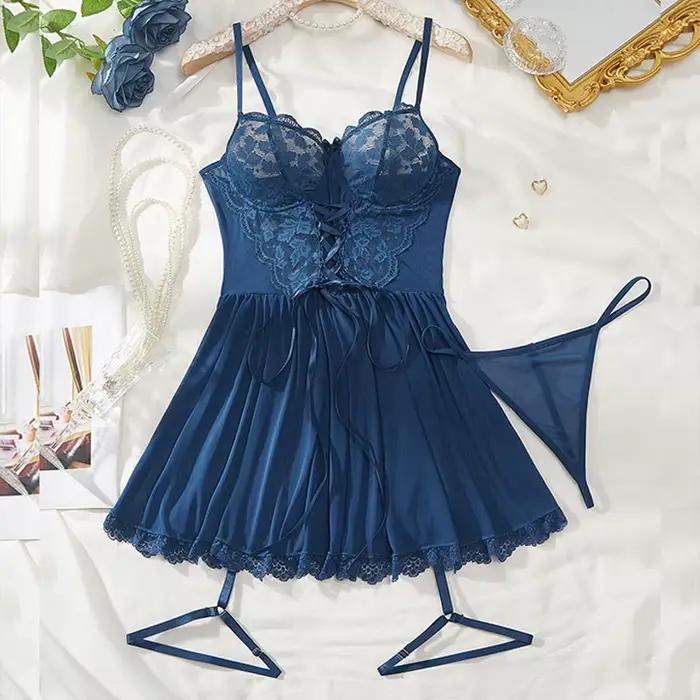 Ensemble de lingerie jarretière avec string et attache-jambe