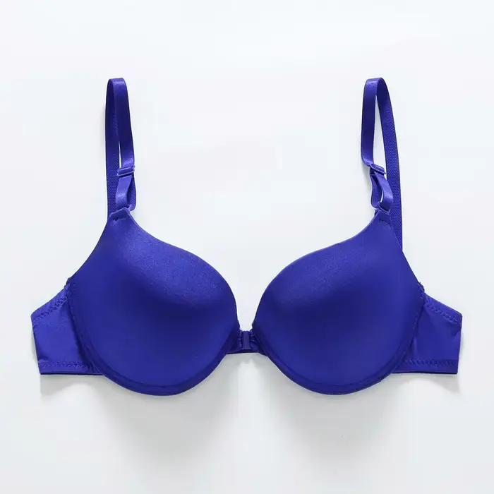 Soutien-gorge froncé pour femmes, fermeture frontale, décolleté en V profond, à armatures, Lingerie solide, Push Up, dos nu, sous-vêtements intimes