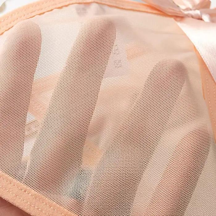 Culottes pour femmes en satin soyeux transparent avec nœud papillon