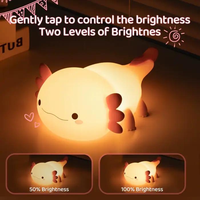 Axolotl veilleuse pour enfants 2 luminosité Silicone pépinière veilleuse Portable USB Rechargeable lampe de chevet pour chambre de bébé