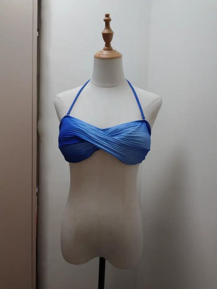 Ensemble bikini bleu pour femmes maillots de bain ensemble bikini licou bleu avec haut et bas de bikini