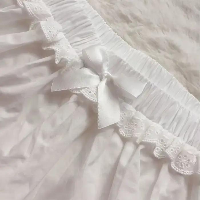 Culotte Plissée à Volants en Dentelle Blanche pour Femme