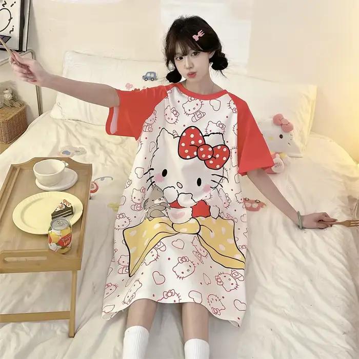 Chemise de nuit coréenne Sanrio d'été à manches courtes pour femme