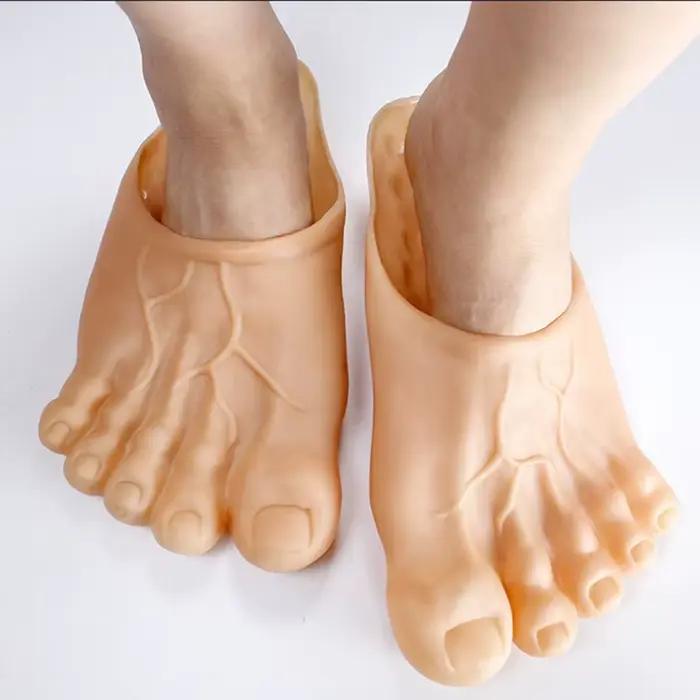 Chaussons pieds nus drôles pour femmes et hommes, chaussures de farce, imitation, Parker à cinq doigts, pantoufles Bigfoot, chaussures de parodie dégradées, hilarantes