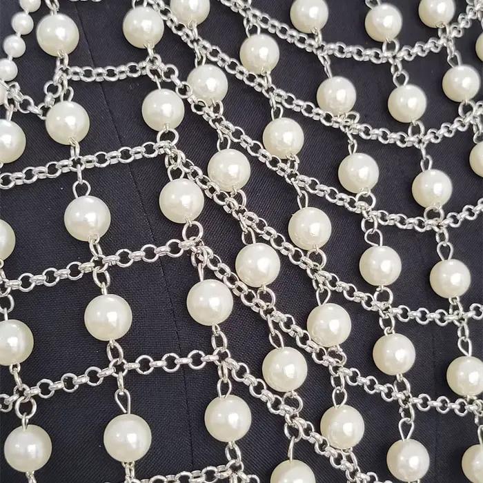 Femmes débardeur mode Festival perle métal fait à la main corps chaîne soutien-gorge vêtements accessoire fêtes tenue 2025 nouveau haut court scintillant