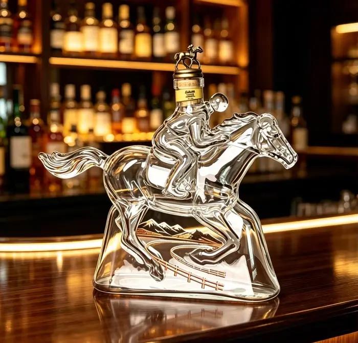 Carafe à vin fantaisie en forme de cheval, en verre artisanal, pour whisky, vodka, brandy, décoration de bar haut de gamme, cadeau pour les amateurs de vin