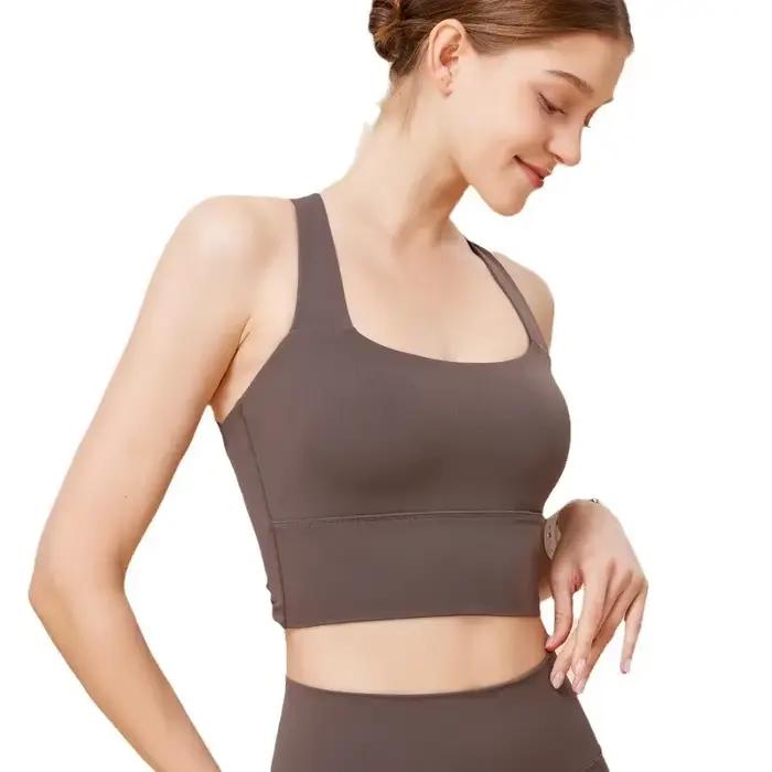 Nouveau soutien-gorge de sport pour femmes avec beau dos, soutien-gorge absorbant les chocs à haute résistance, haut d'extérieur intégré