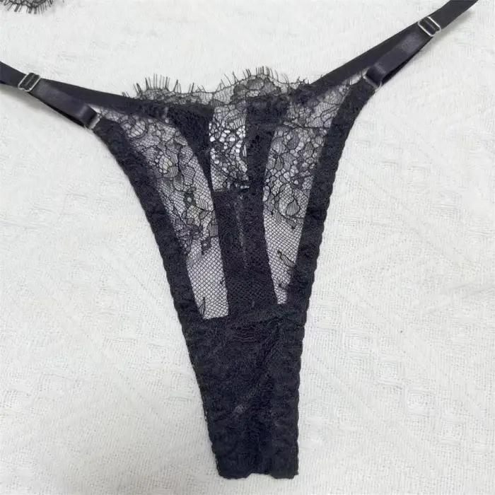Ensemble soutien-gorge et culotte en dentelle transparente pour femmes