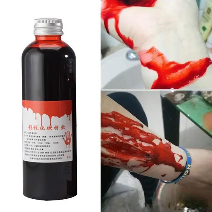 1 bouteille d'émulation d'halloween faux accessoires maquillage sang 30-100ml sang entier Cosplay farces accessoires maquillage personne Plasma faux