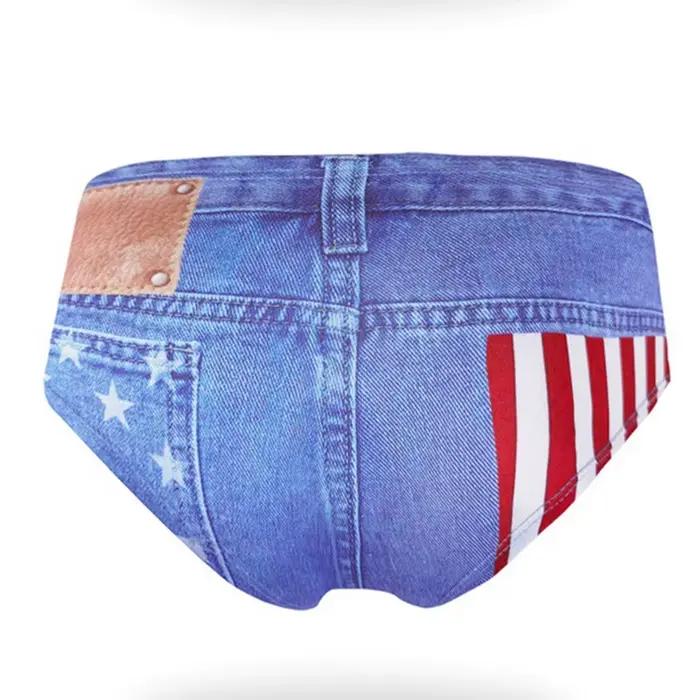 Style Denim culotte en soie glacée femmes sous-vêtements Sexy Lingerie mince slips respirants dames mode taille moyenne