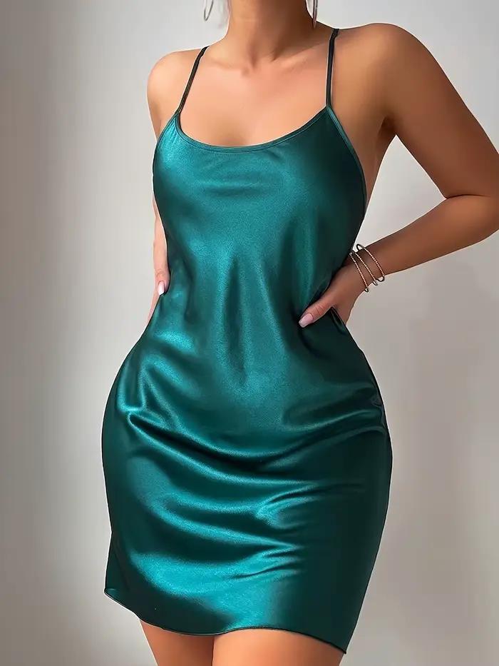 Robe de nuit à col rond pour femme, respirante et confortable, style licou, tenue d'intérieur sexy, vêtement uni pour femme