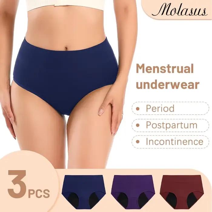 Molasus 3 pièces femmes période menstruelle culottes haute absorption étanche taille