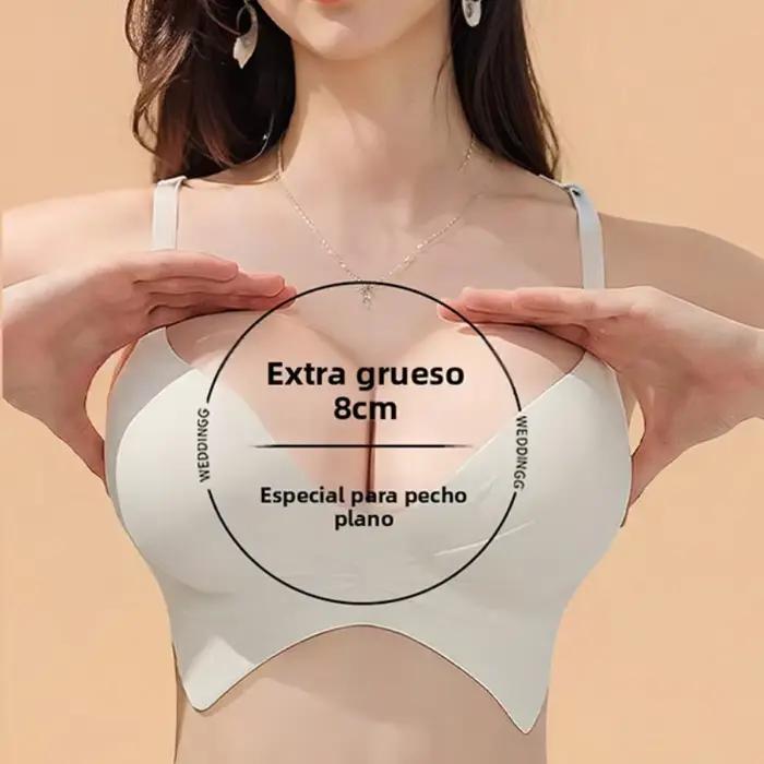 Nouveau soutien-gorge push-up monopièce, effet volume pour petite poitrine, couleur chair invisible, avec bonnets fixes ronds de 8 cm pour un effet galbant
