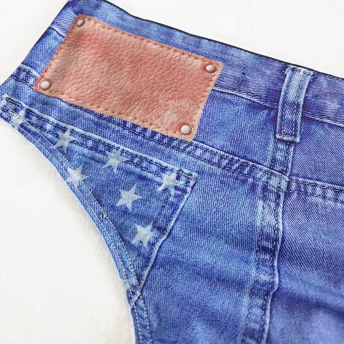 Style Denim culotte en soie glacée femmes sous-vêtements Sexy Lingerie mince slips respirants dames mode taille moyenne