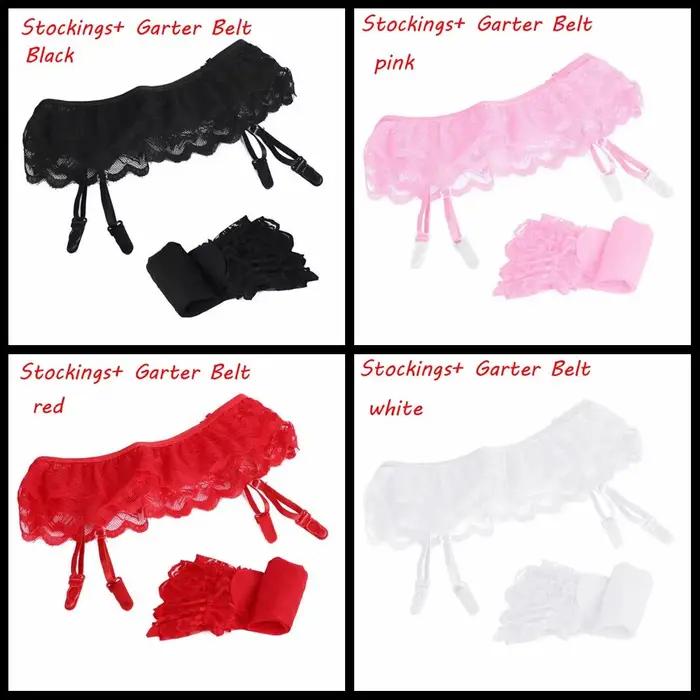Femmes Sexy dentelle haut cuissardes bas chaussettes avec porte-jarretelles porte-jarretelles dentelle haut