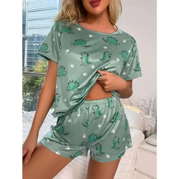 Femmes Pyjamas ensembles à manches courtes vêtements de nuit haut et pantalon