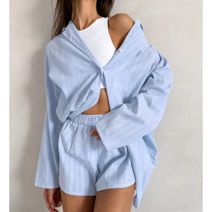 Ensemble de pyjama décontracté deux pièces en coton blanc
