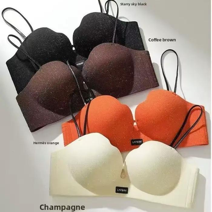 Soutien-gorge push-up sans fil pour petites poitrines, soutien doux, bretelles réglables, imprimé lettres, contrôle des poitrines latérales, lingerie sculptante, soutien-gorge quotidien