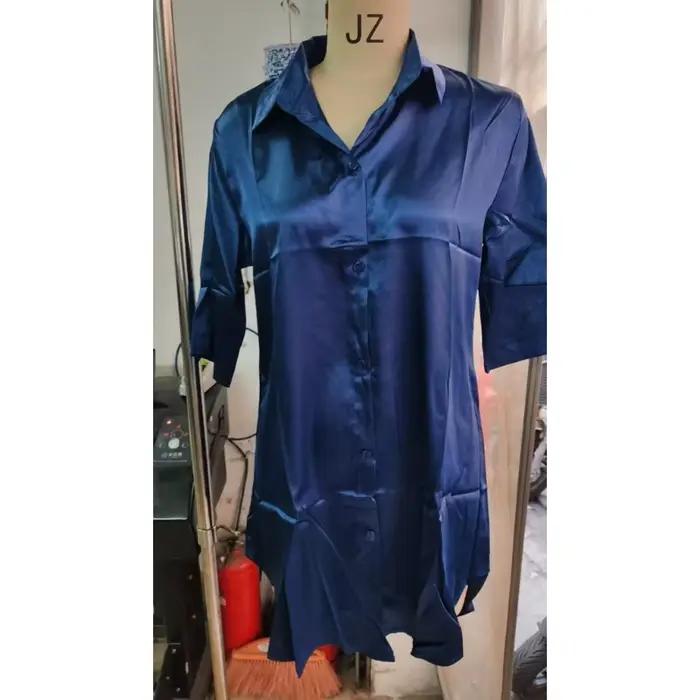 Chemise de nuit en taffeta élégante avec col en V et manches courtes pour femmes nuits chaudes d'été occasions spéciales