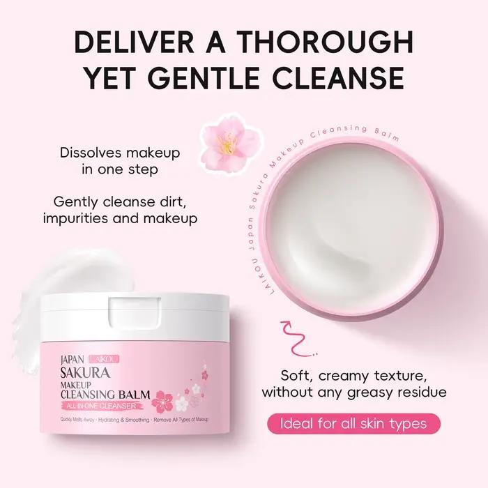 LAIKOU Japon Sakura Baume Nettoyant Démaquillant 100g Nettoyant Tout-en-un Fondant Rapidement Hydratant Lissant Démaquillant