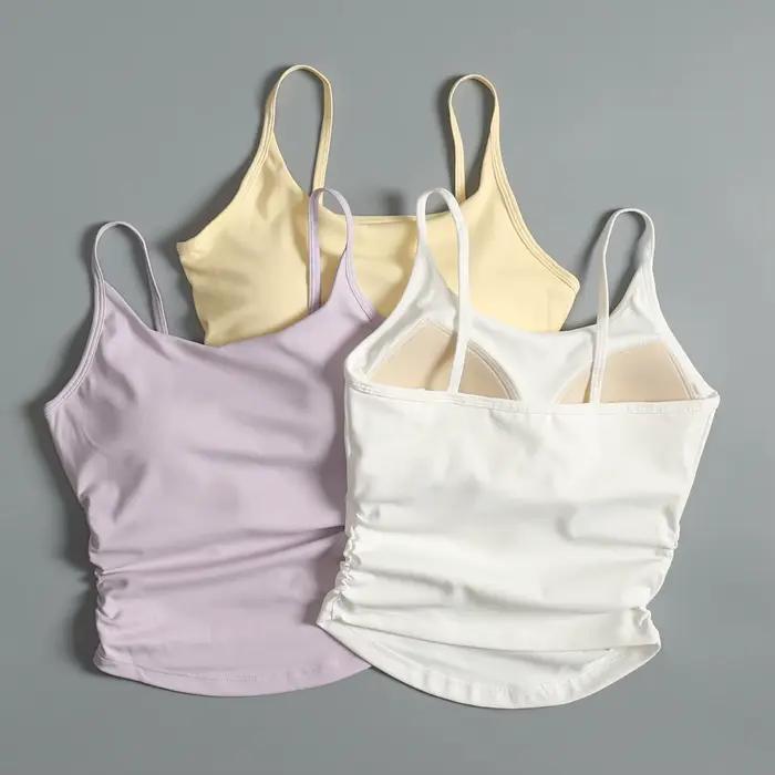 Lingerie de sport pour femmes en été, fines bretelles, costume de yoga, soutien-gorge sexy, beau dos, gilet de course intégré, résistant aux chocs