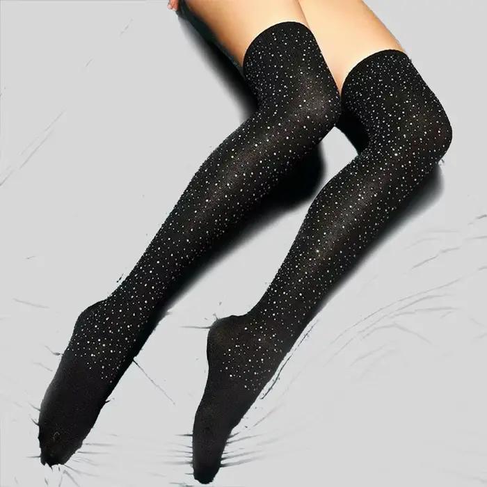 Sexy strass Lingeri longue chaussette femmes longue chaussette cuisse haute sur le genou bas sexy Lolita dames filles chaud genou chaussettes
