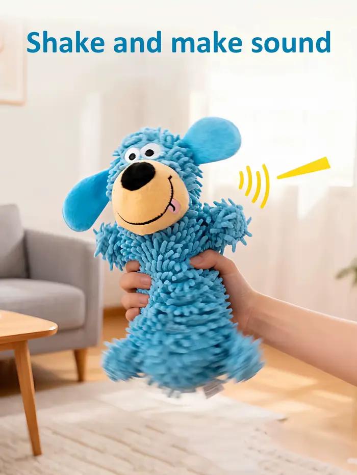 Jouet pour chien qui couine, jouet en forme de balai, avec fonction sonore et oscillante, jouet bleu pour l'auto-entretenissement, résistant aux morsures et à la mastication, accessoires sonores pour