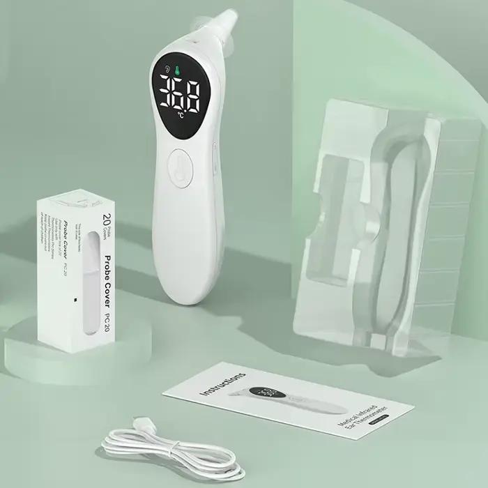 Thermomètre auriculaire médical rechargeable ℃ / ℉ Thermomètre corporel Laser numérique sans contact pour bébé et adulte, LCD, température de la fièvre