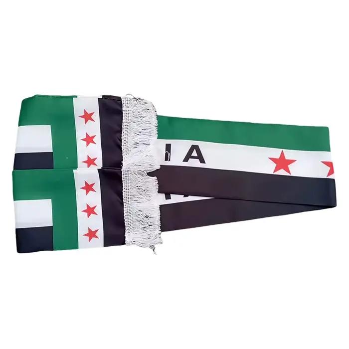 Écharpe verte Syria Feel pour hommes et femmes, imprimé trois étoiles, écharpe de la République arabe syrienne