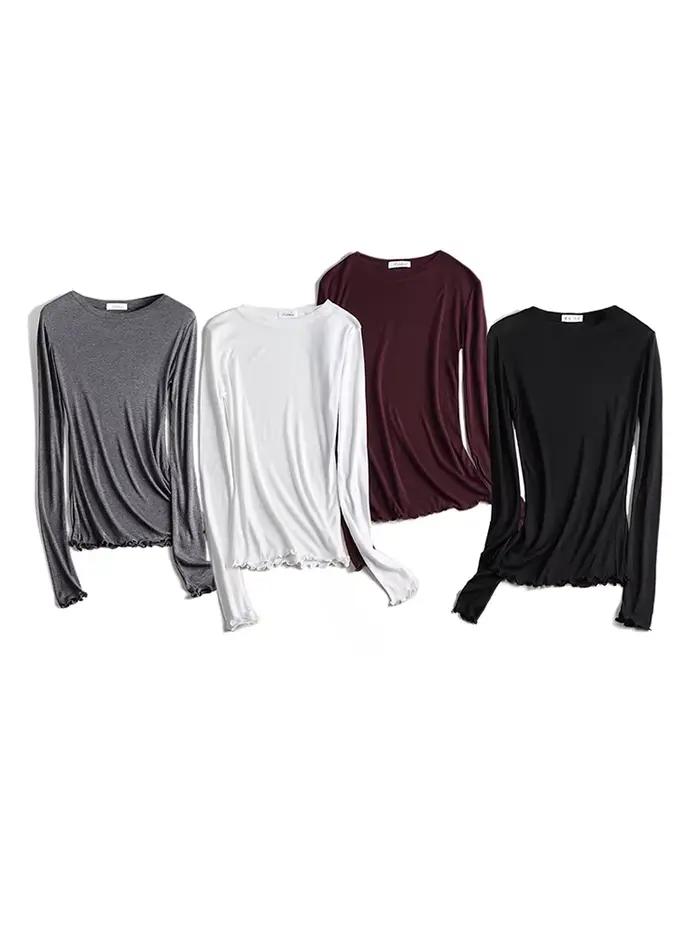 T-shirt moulant et sexy transparent à haute élasticité pour femme, à manches longues, collection été 2026, style coréen