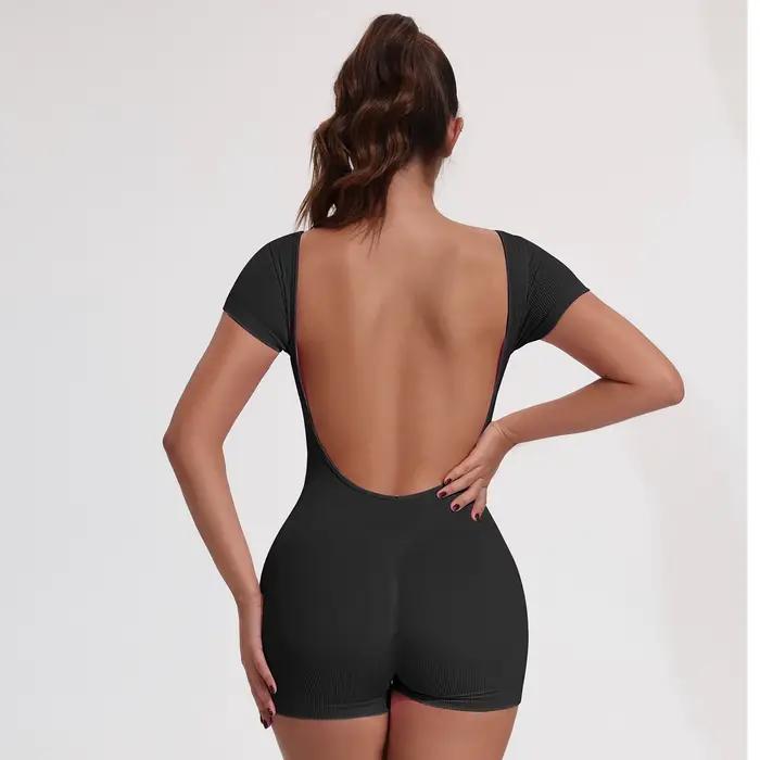 Combinaison côtelée sans dos pour femme