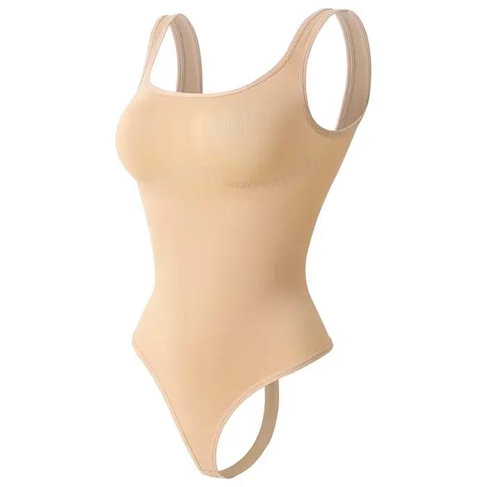 Été femmes taille formateur corps Shaper col carré débardeurs sans couture ventre contrôle Shapewear avec string bout