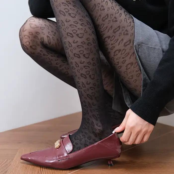 Vintage femmes Sexy mince Transparent soyeux collants gothique noir