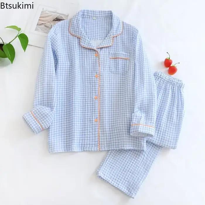 Ensembles de pyjamas en crêpe 100% coton pour couples