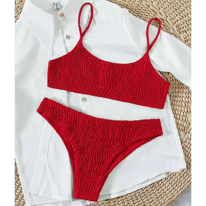 Sexy Triangle maillot de bain pour femmes Vintage plissé jarretelle Push Up Bikini été 2025 nouveau Simple maillots