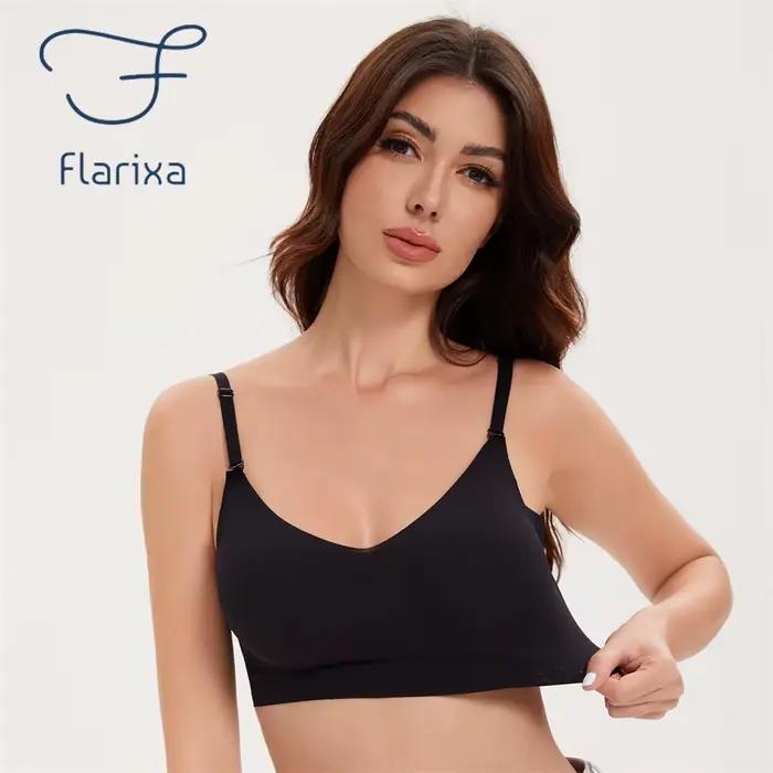 Soutien-gorge Flarixa sans couture bleu avec bretelles convertibles pour femmes occasions quotidiennes et spéciales