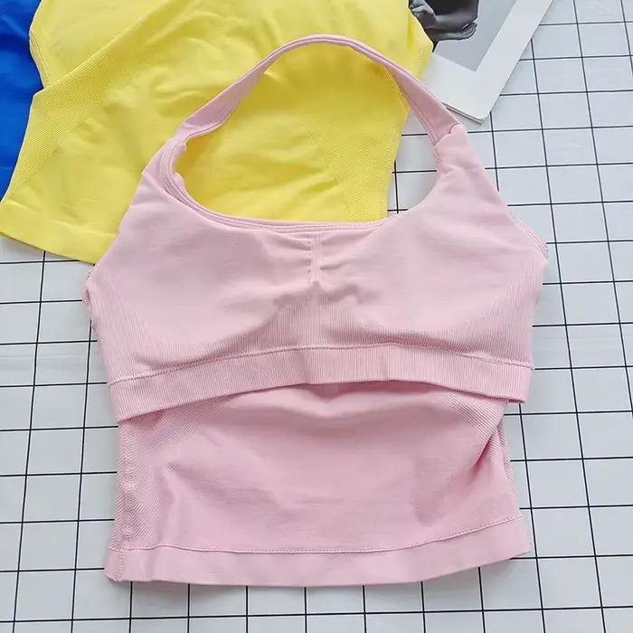 Bralette dos nu à col carré pour femmes, bretelles épaisses, coupe ajustée, coussinets amovibles, haut décontracté respectueux des vêtements d'extérieur