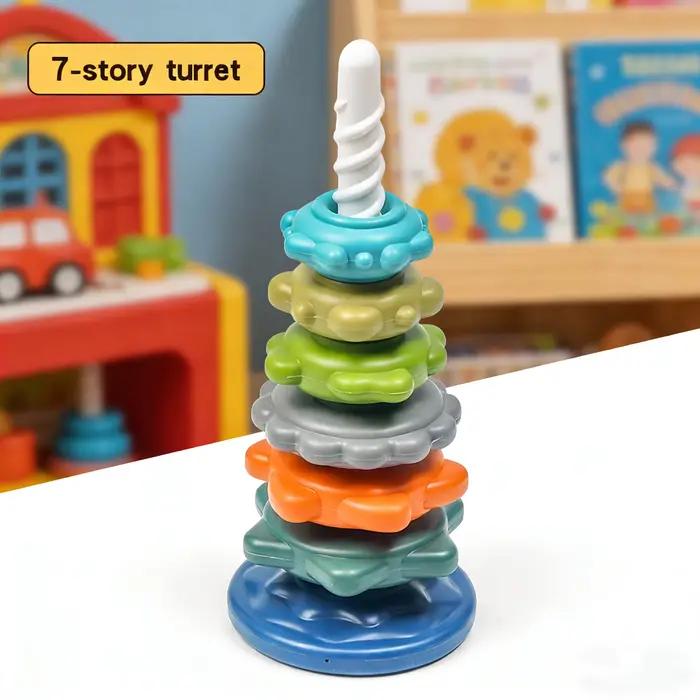 Tour rotative arc-en-ciel, jouet d'éducation précoce, conçu pour la reconnaissance des couleurs, excellent cadeau éducatif pour les garçons et les filles pour les anniversaires