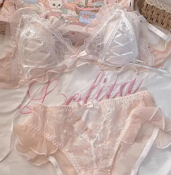 Lolita filles mince mignon dentelle petit soutien-gorge femmes triangle tasse