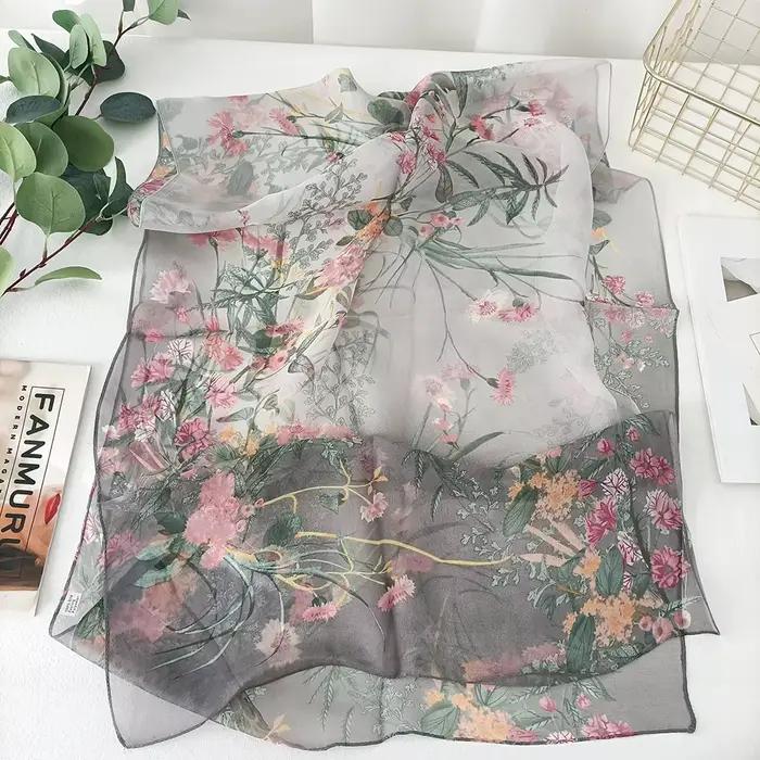 Herbe verte femmes élégant en mousseline de soie Georgette Bandana écharpe été plage crème solaire mince Hijab
