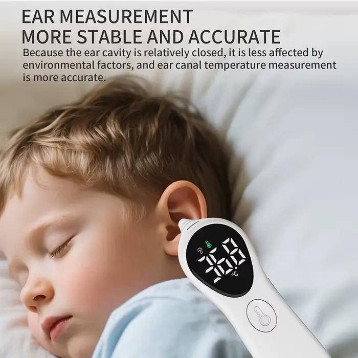 Thermomètre auriculaire médical rechargeable ℃ / ℉ Thermomètre corporel Laser numérique sans contact pour bébé et adulte, LCD, température de la fièvre