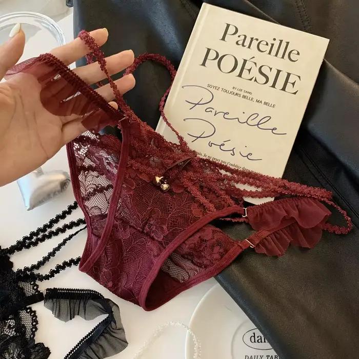Culotte femme coton noeud ceinture dentelle caleçon