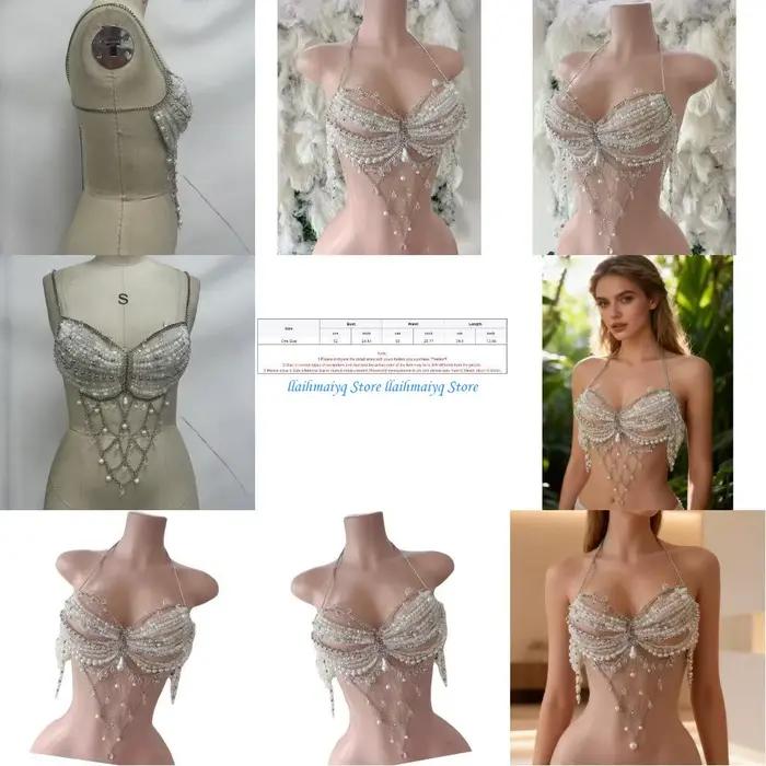 Soutien-gorge en chaîne perlée pour femmes filles