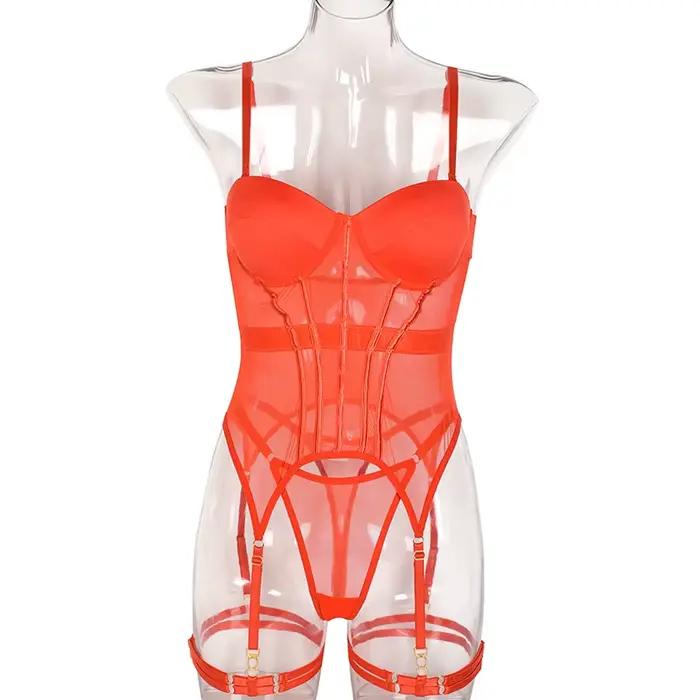 MUZISKAT maille Lingerie marque de luxe body dos nu hauts pour femmes 3 pièces ensemble