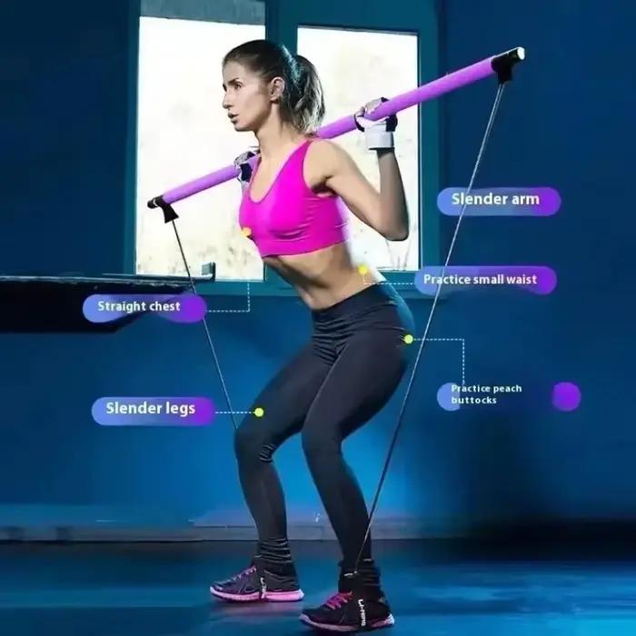 Barre de Pilates multifonctionnelle, barre de fitness combinée, corde de tension pour yoga et extension pectorale, entraîneur de dos, corde élastique, ceinture d'étirement