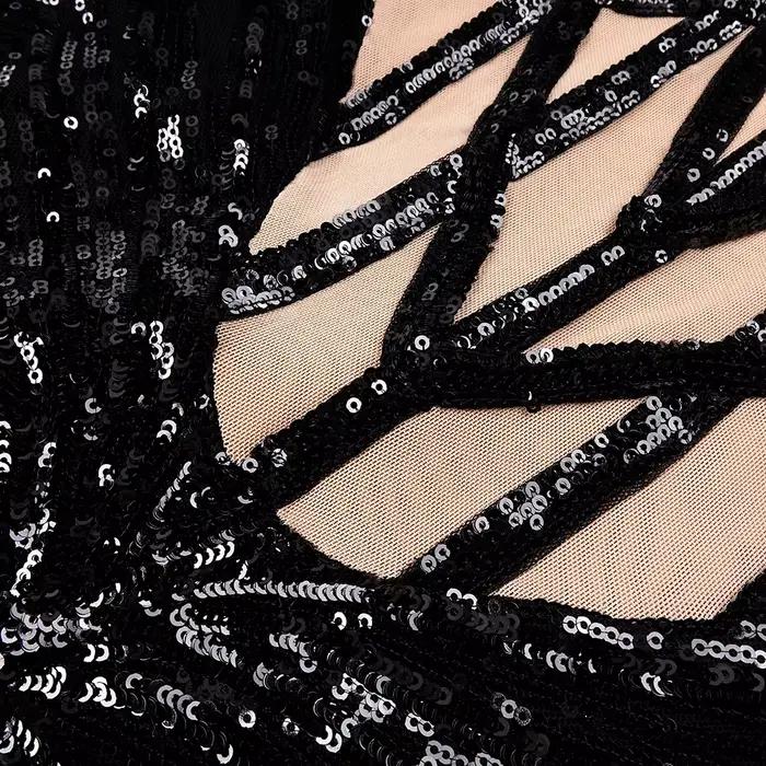 Robe de soirée corset à paillettes noires de luxe