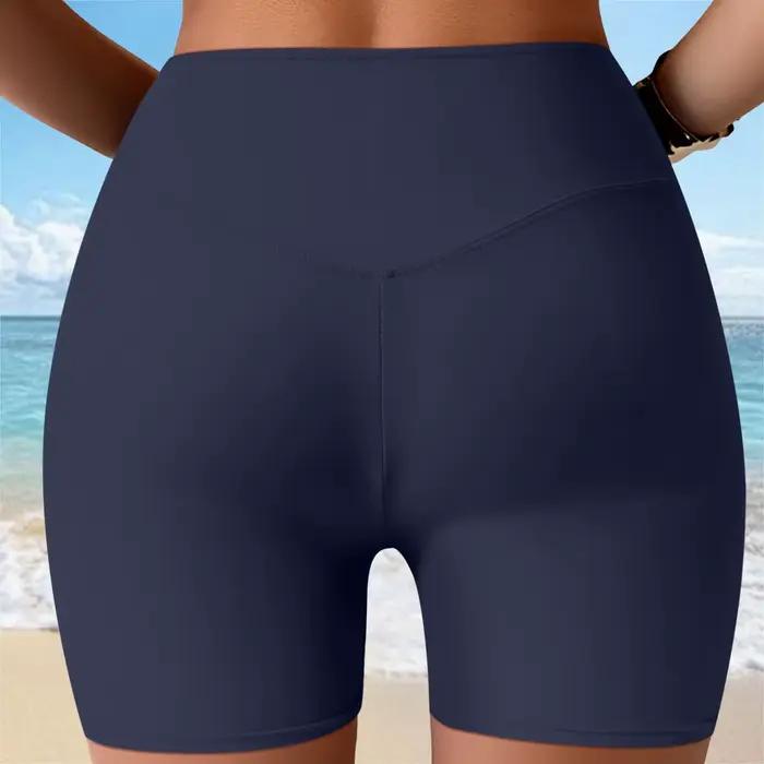 Short de bain amincissant taille haute pour femme, effet galbant et liftant, idéal pour la plage et la natation en été