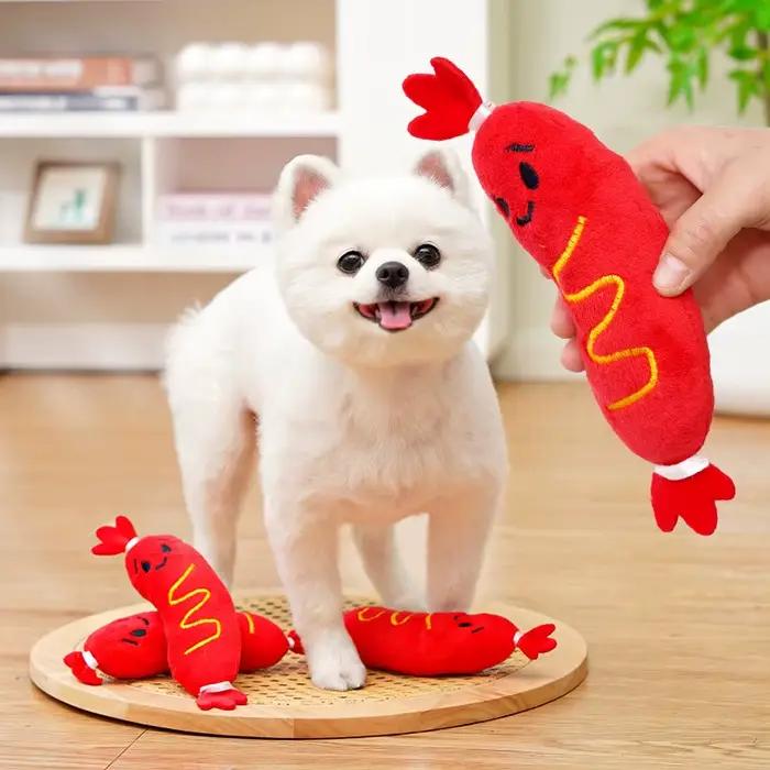 Jouet en peluche sonore pour chien, jouet à mâcher pour chien chaud, meulage des dents, jouet en peluche grinçant pour chiot, jouet à mâcher interactif résistant aux morsures 