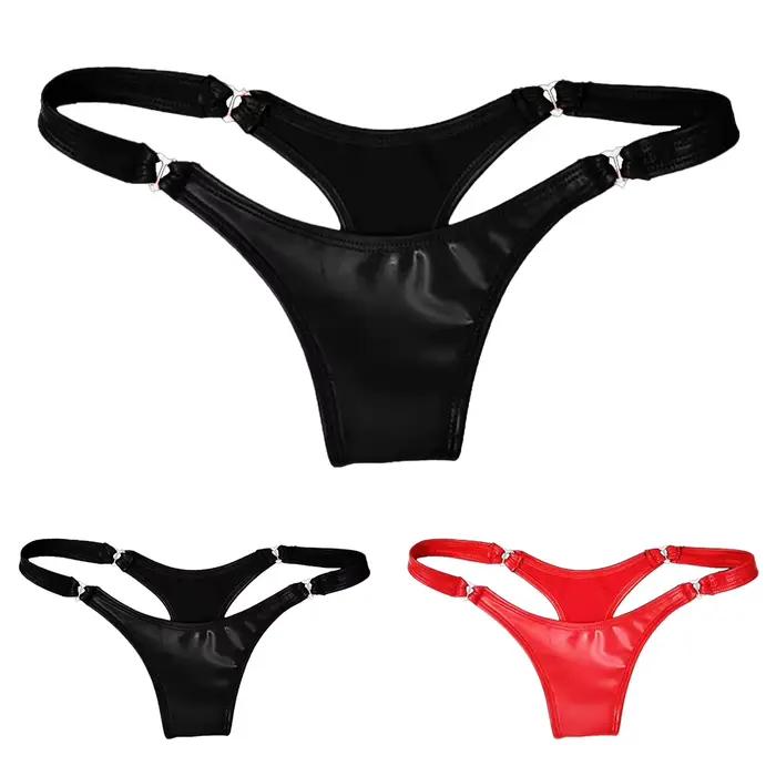 Slip Sexy en cuir PVC pour femmes